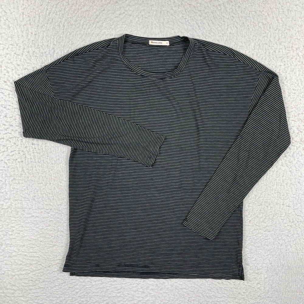 Marine Layer Shirt Womens Small Black Striped Casual Beach Surfer Travel Top